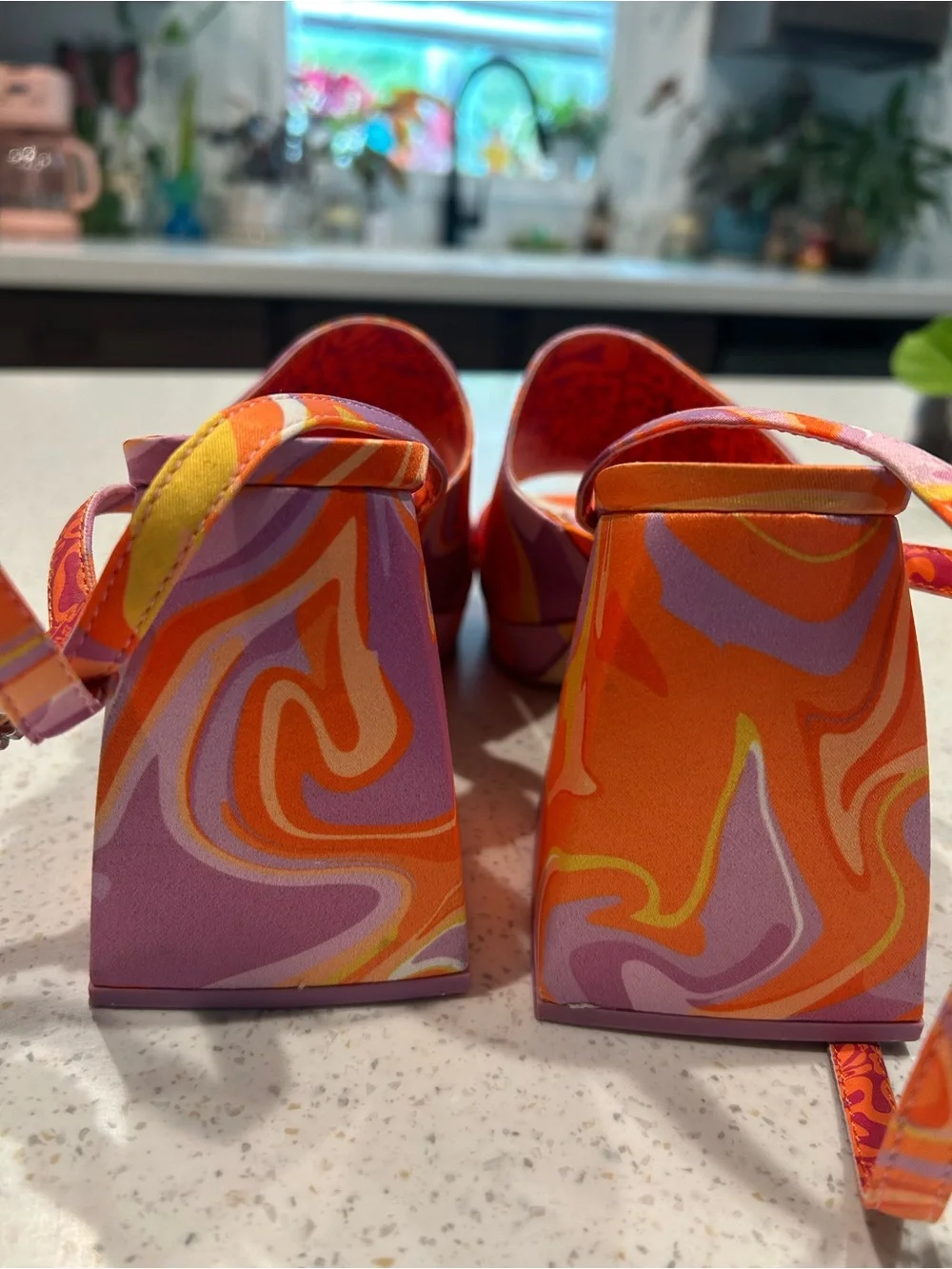 Circus by Sam Edelman Orange & Lavender Swirl Platform Mules